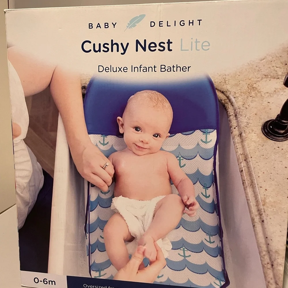 Baby Delight Cushy Nest Lite Deluxe Infant Bather Anchors Away Fabric Washable